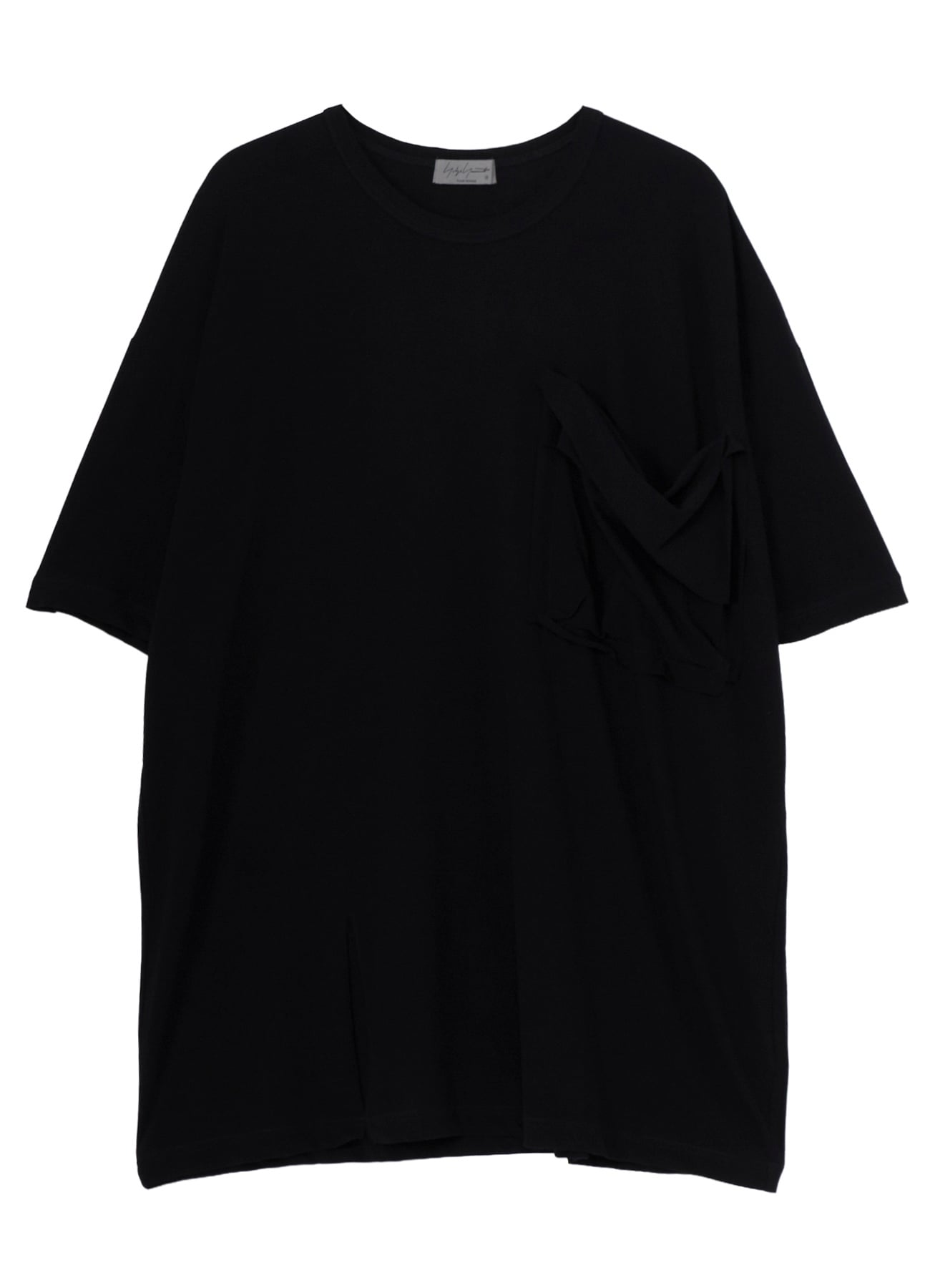 HARD TWISTED SINGLE JERSEY  POCKET HEM SLIT SHORT SLEEVE T