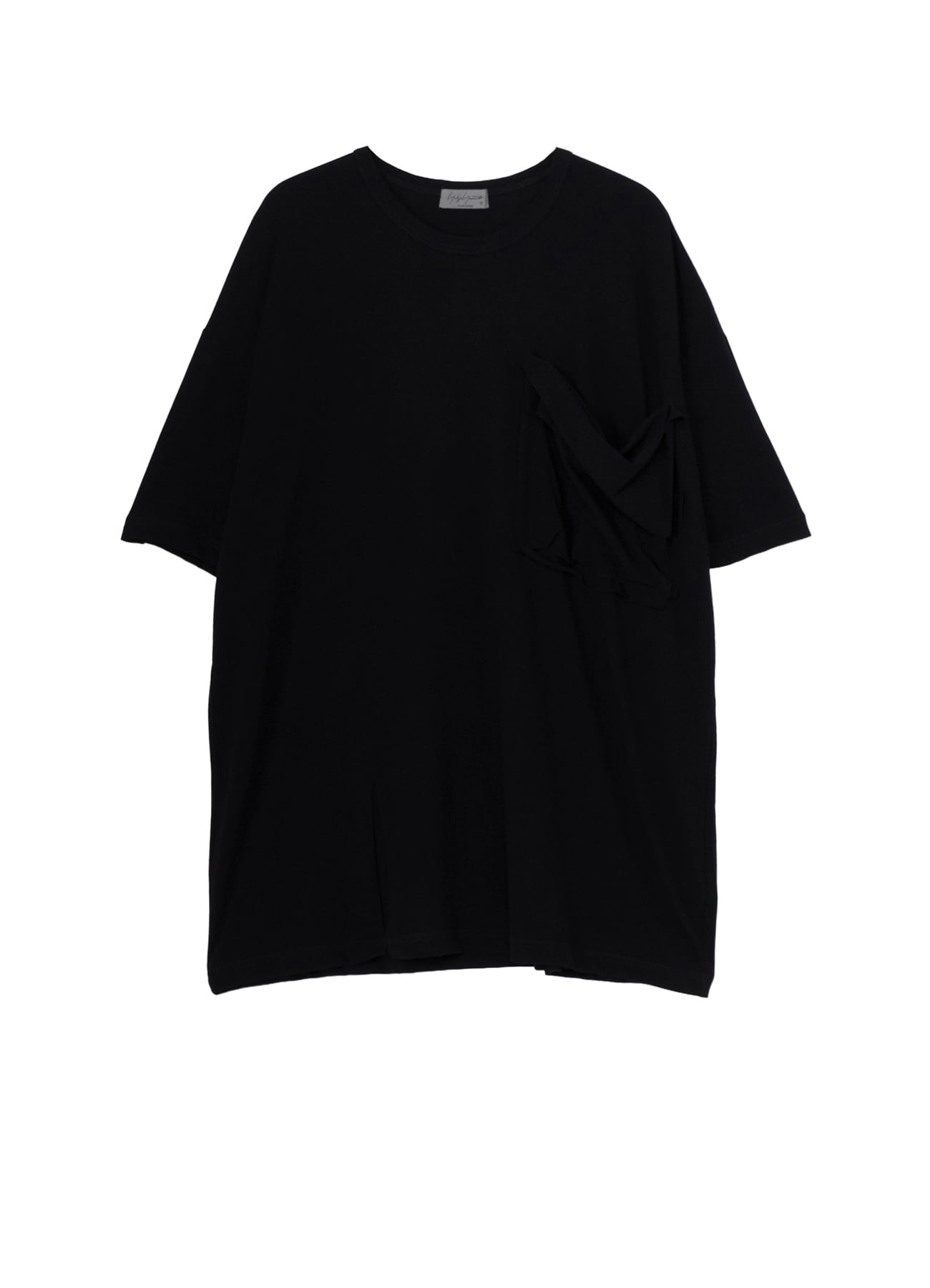 HARD TWISTED SINGLE JERSEY  POCKET HEM SLIT SHORT SLEEVE T