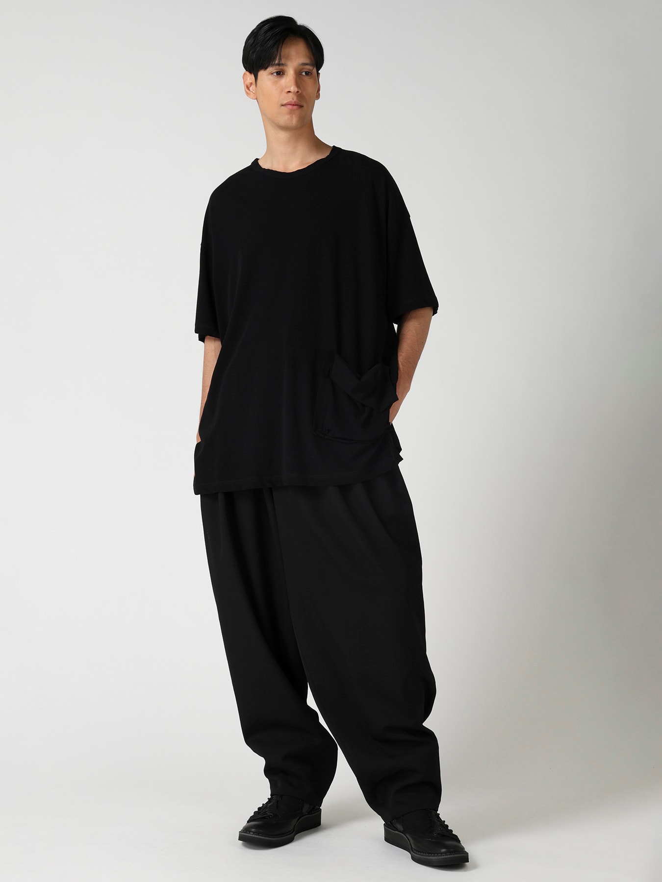 HARD TWISTED SINGLE JERSEY  POCKET SIDE SLIT SHORT SLEEVE T