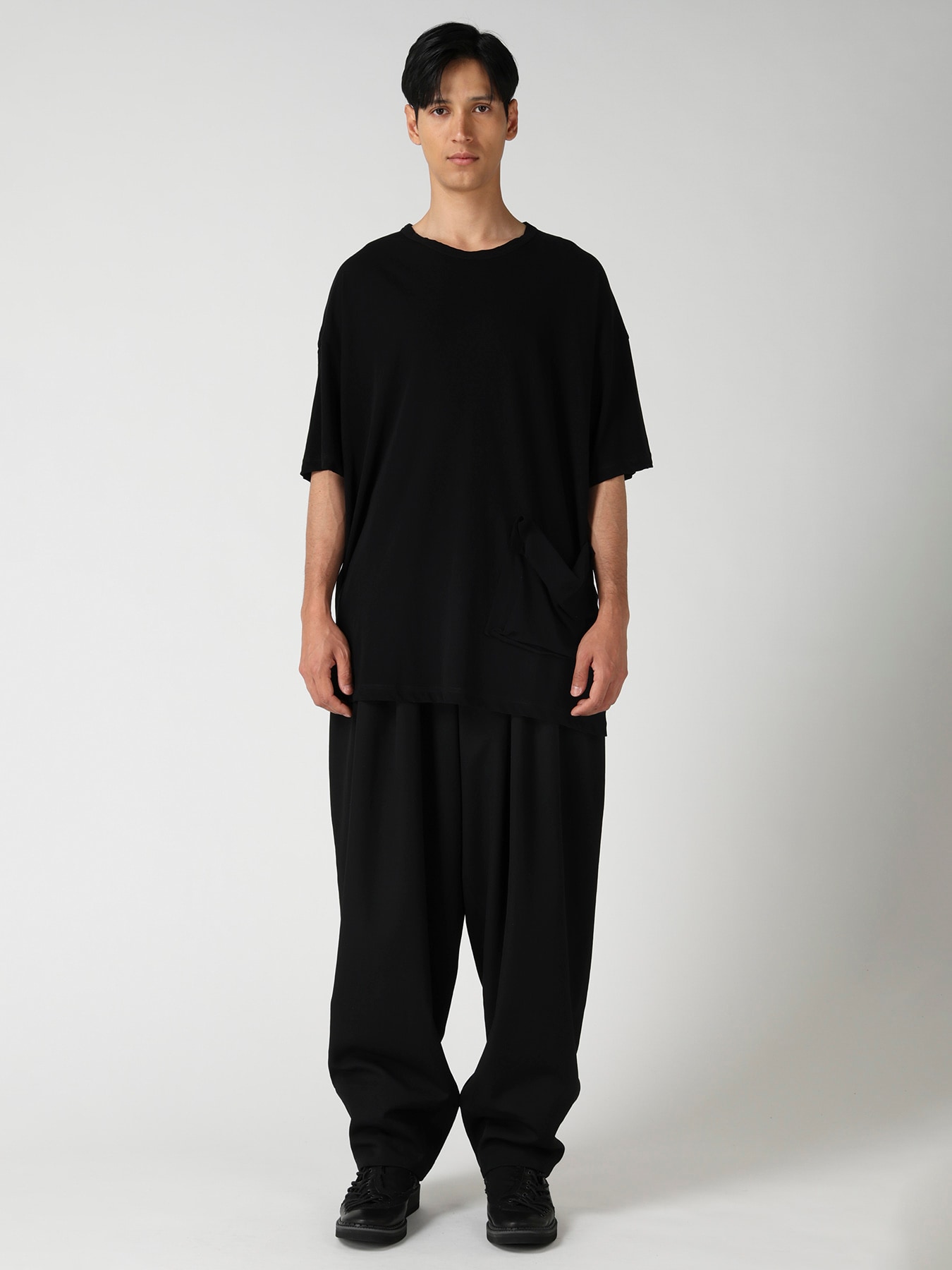 HARD TWISTED SINGLE JERSEY  POCKET SIDE SLIT SHORT SLEEVE T