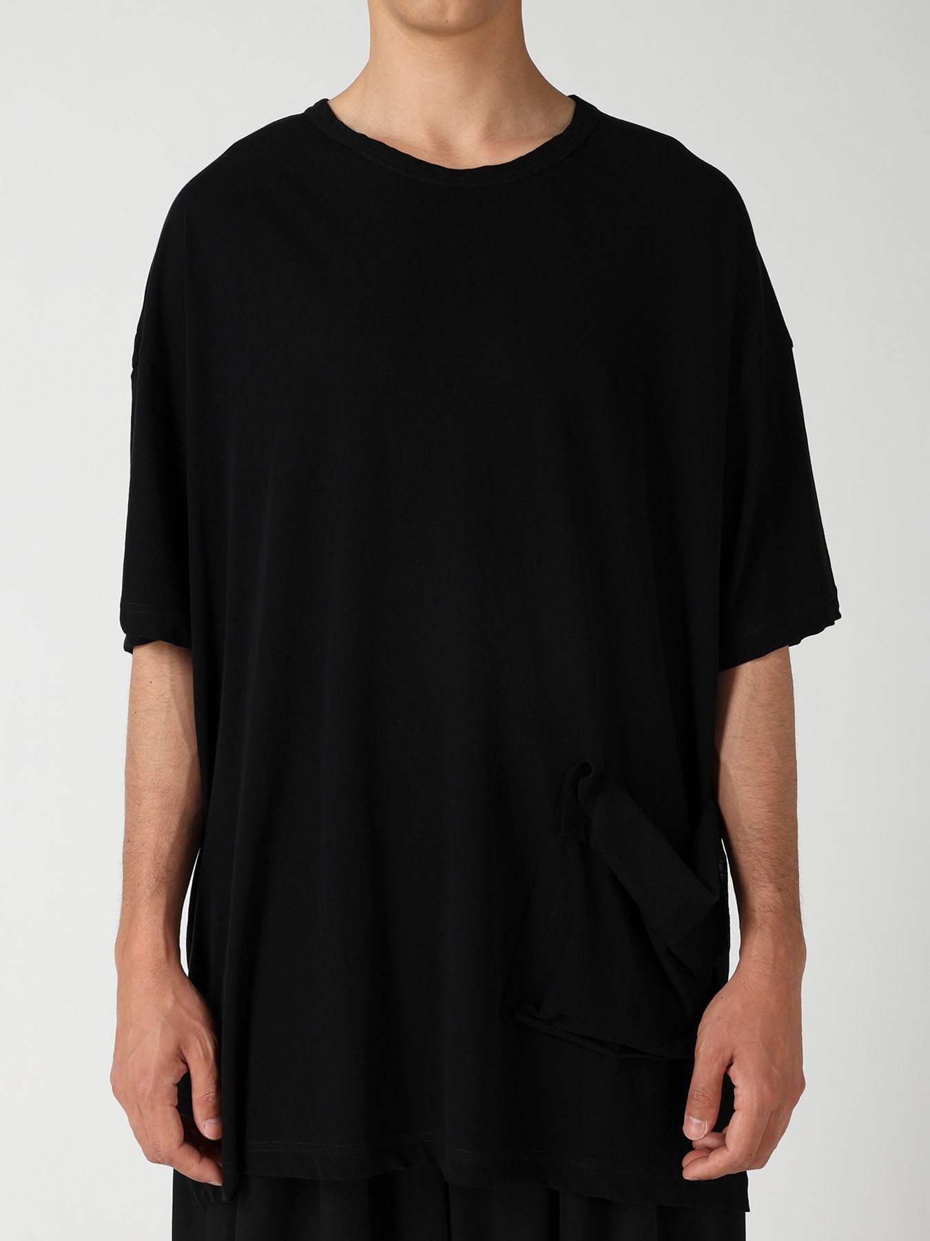 HARD TWISTED SINGLE JERSEY  POCKET SIDE SLIT SHORT SLEEVE T
