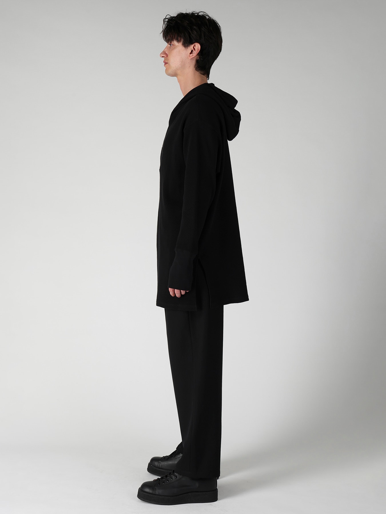 WAFFLE THUMBHOLE LONG SLEEVE HOODIE