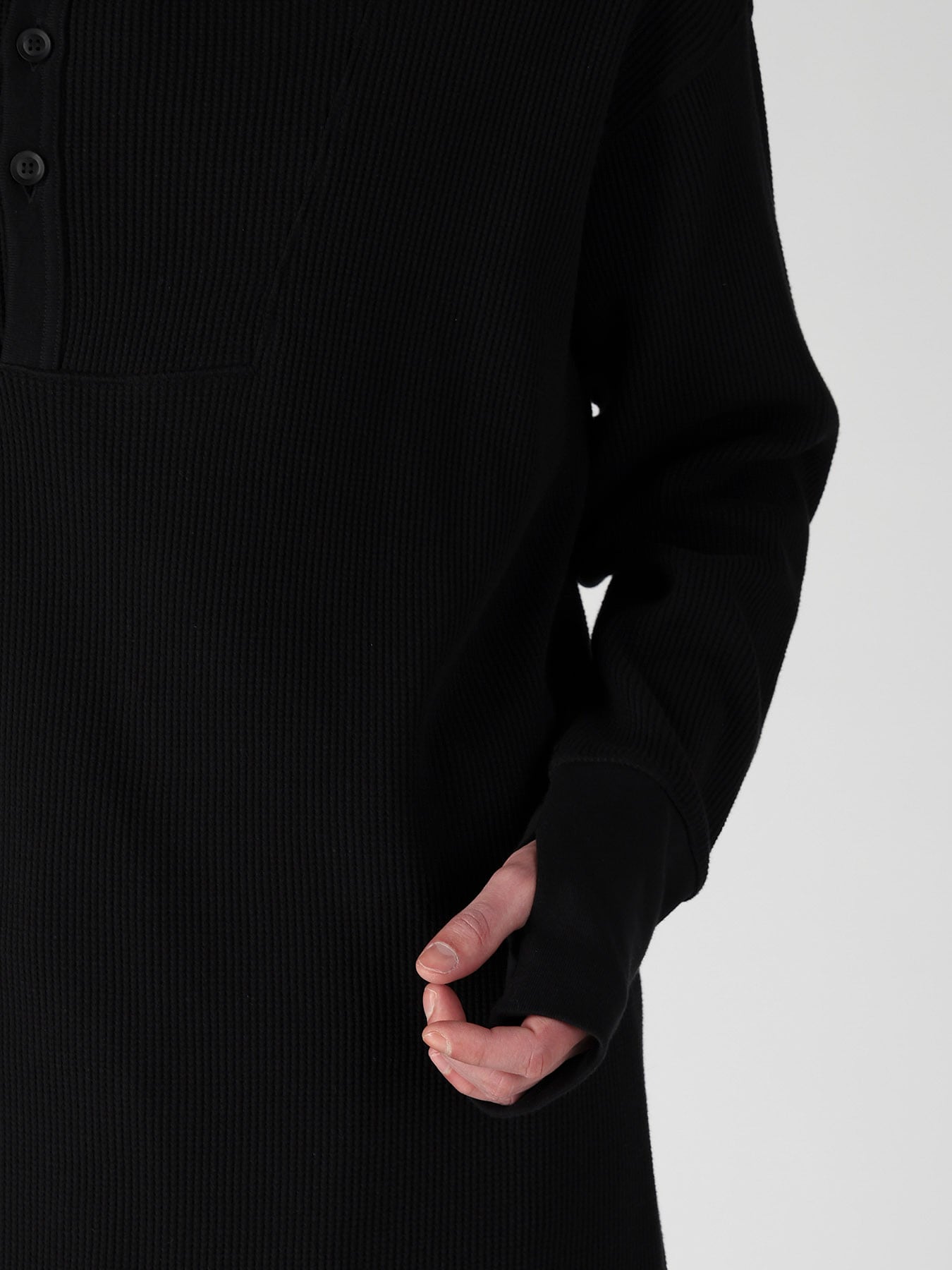 WAFFLE THUMBHOLE LONG SLEEVE HOODIE