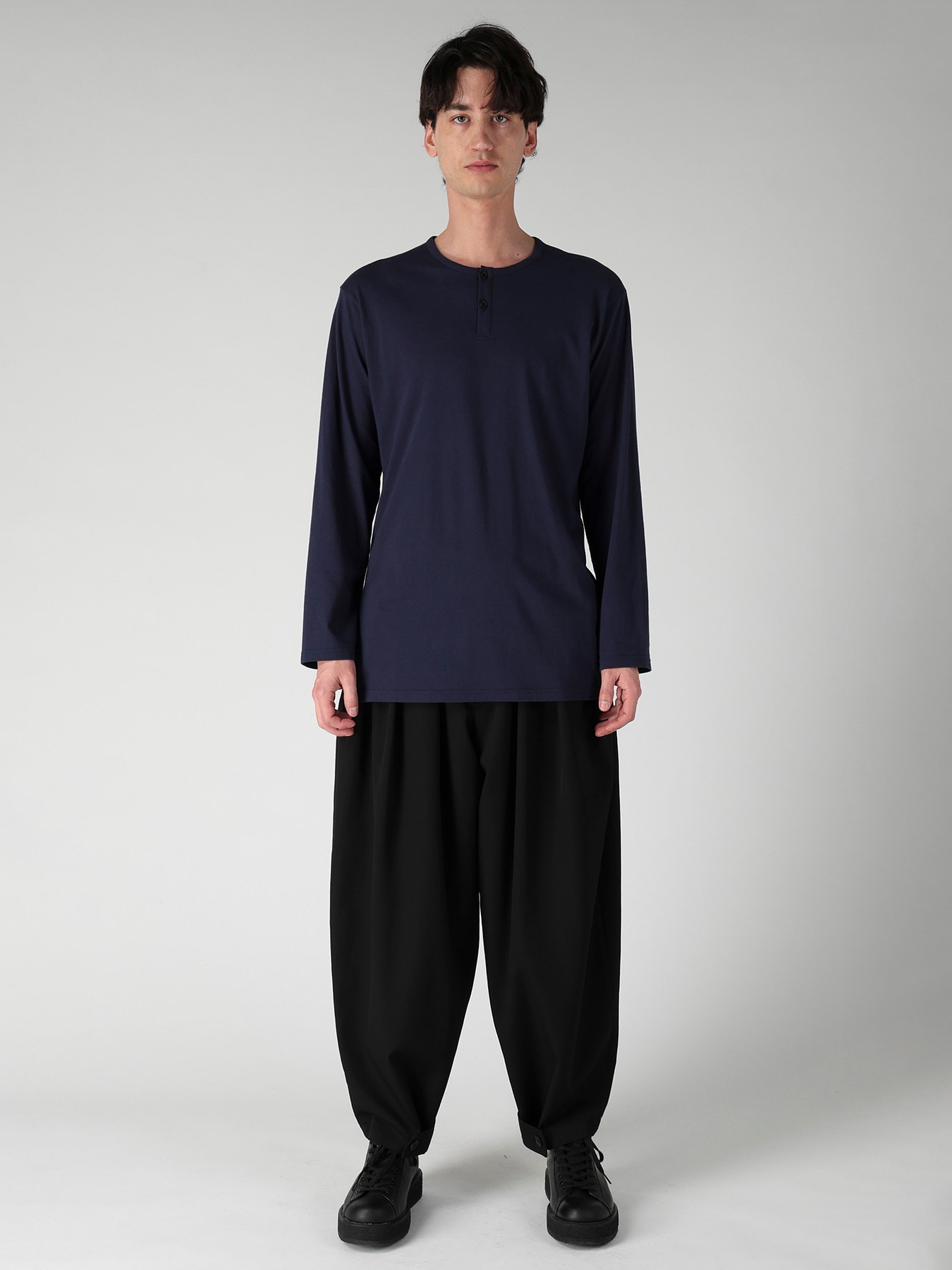 30/- COTTON SINGLE JERSEY HENRY NECK LONG SLEEVE PO