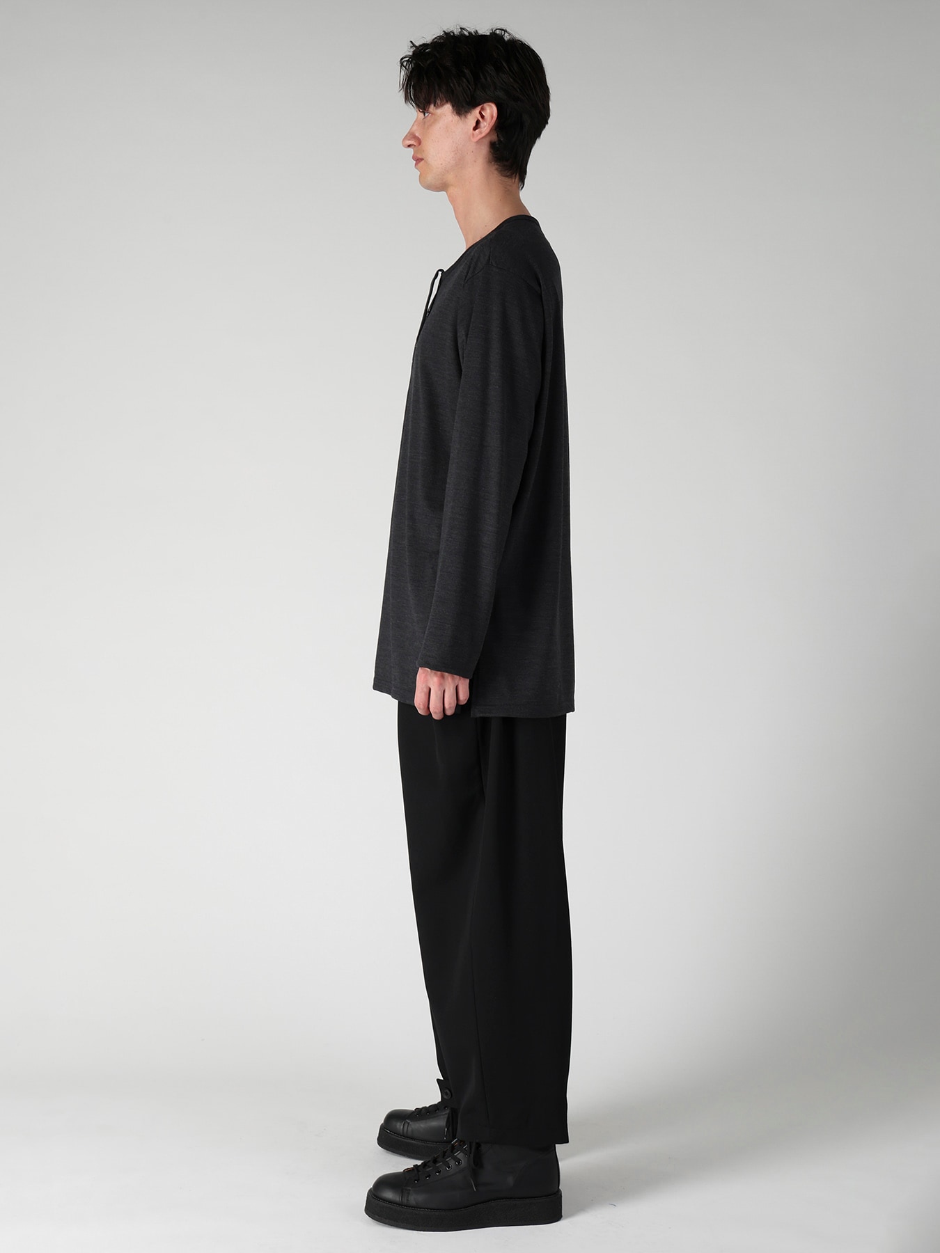 WOOL CLEAR SINGLE JERSEY FRONT DETAIL LONG SLEEVE PO