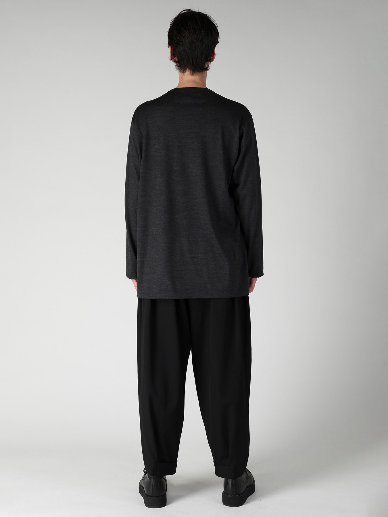 WOOL CLEAR SINGLE JERSEY FRONT DETAIL LONG SLEEVE PO