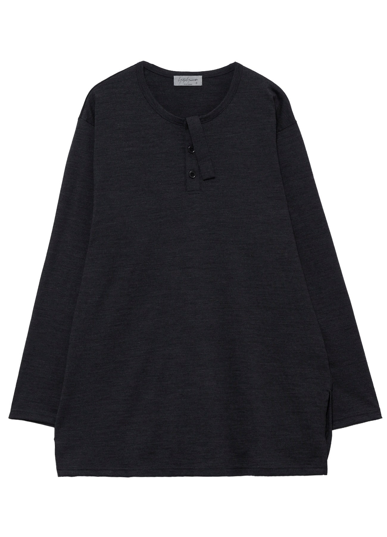 WOOL CLEAR SINGLE JERSEY FRONT DETAIL LONG SLEEVE PO