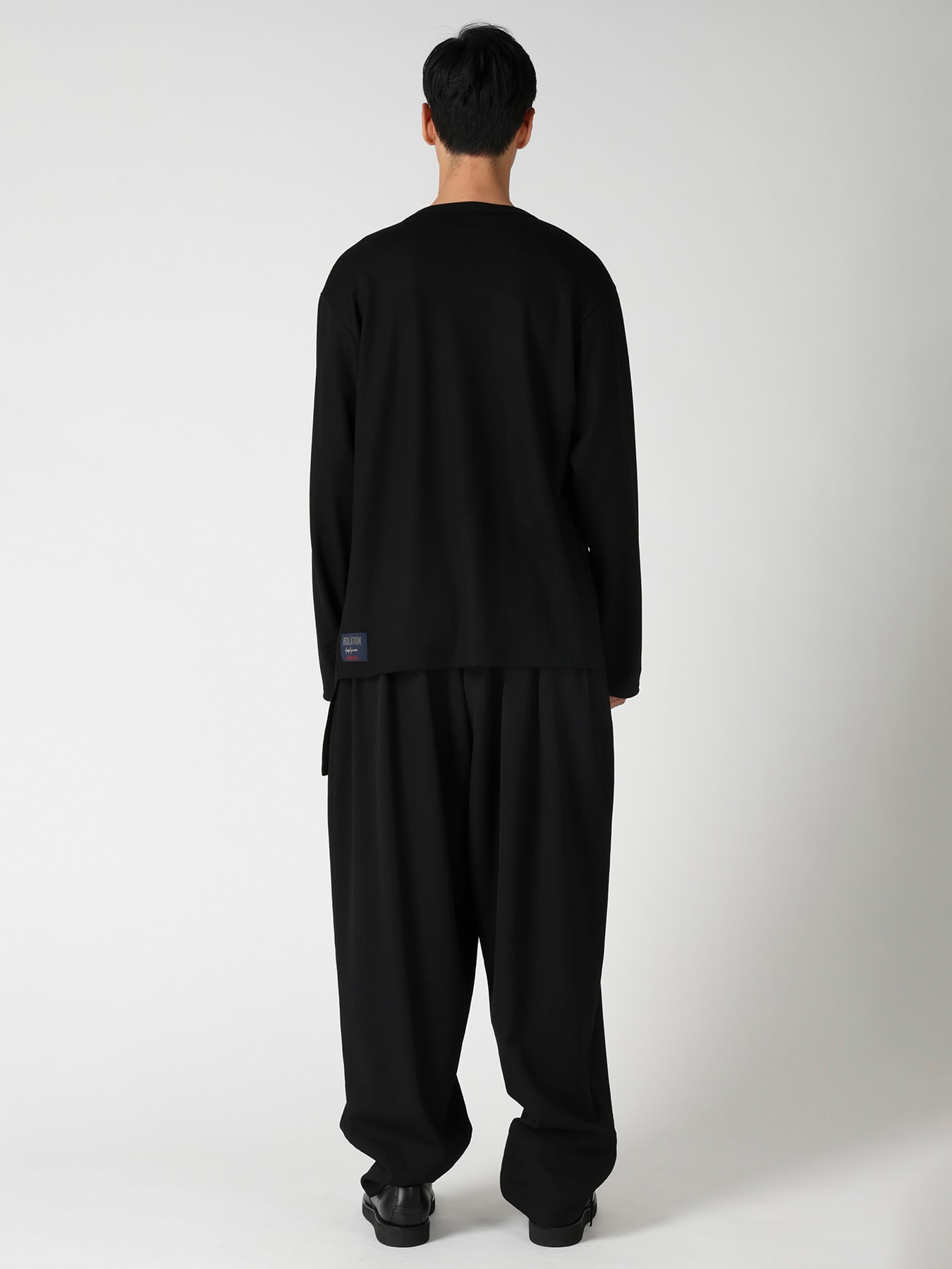 MILLED SINGLE JERSEY RE DIAGONAL PANEL LING SLEEVE(FREE SIZE Black