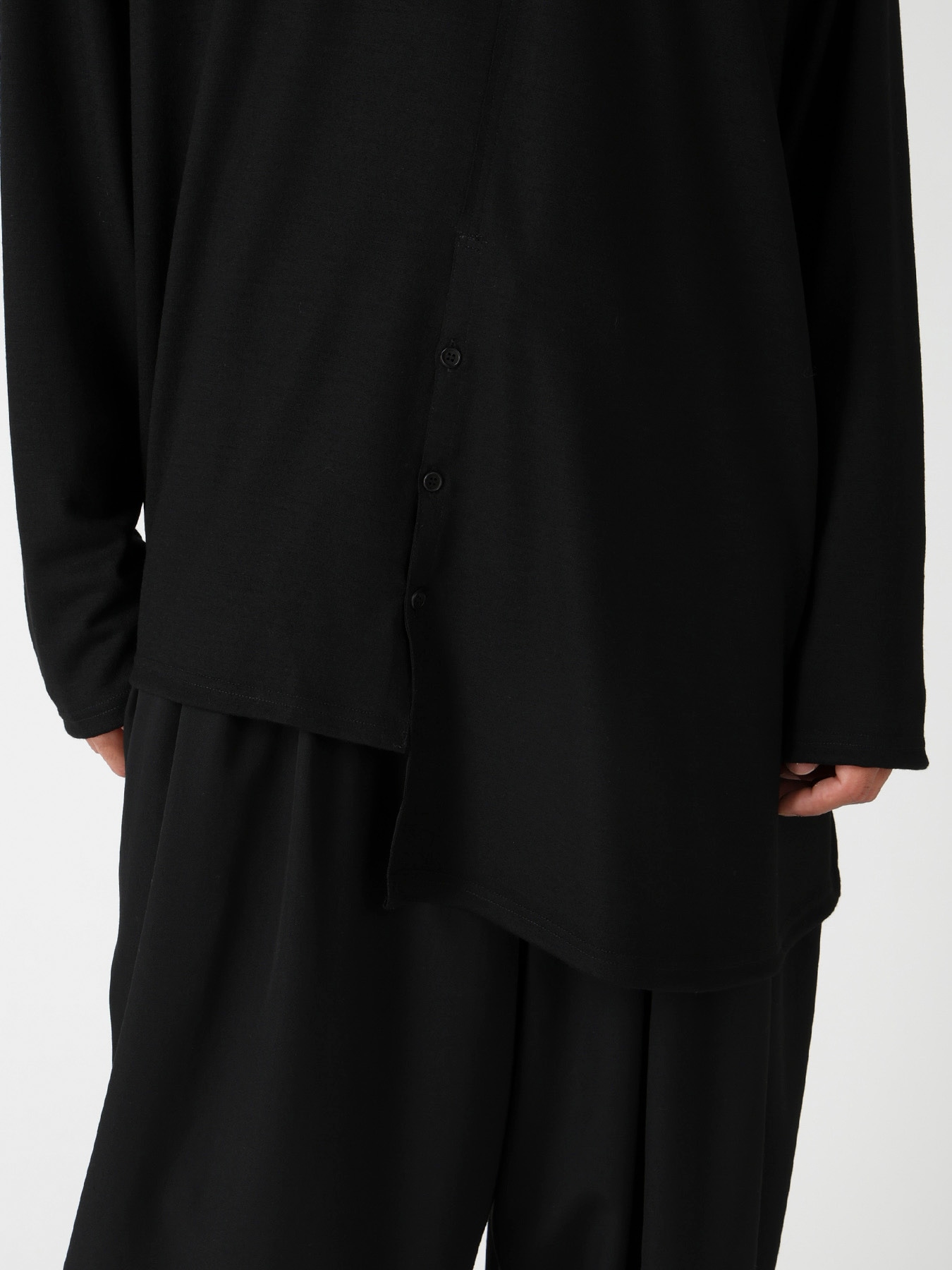 MILLED SINGLE JERSEY RE DIAGONAL PANEL LING SLEEVE(FREE SIZE Black