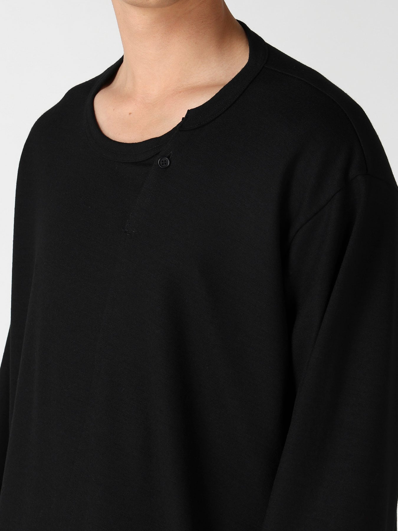 MILLED SINGLE JERSEY RE DIAGONAL PANEL LING SLEEVE(FREE SIZE Black