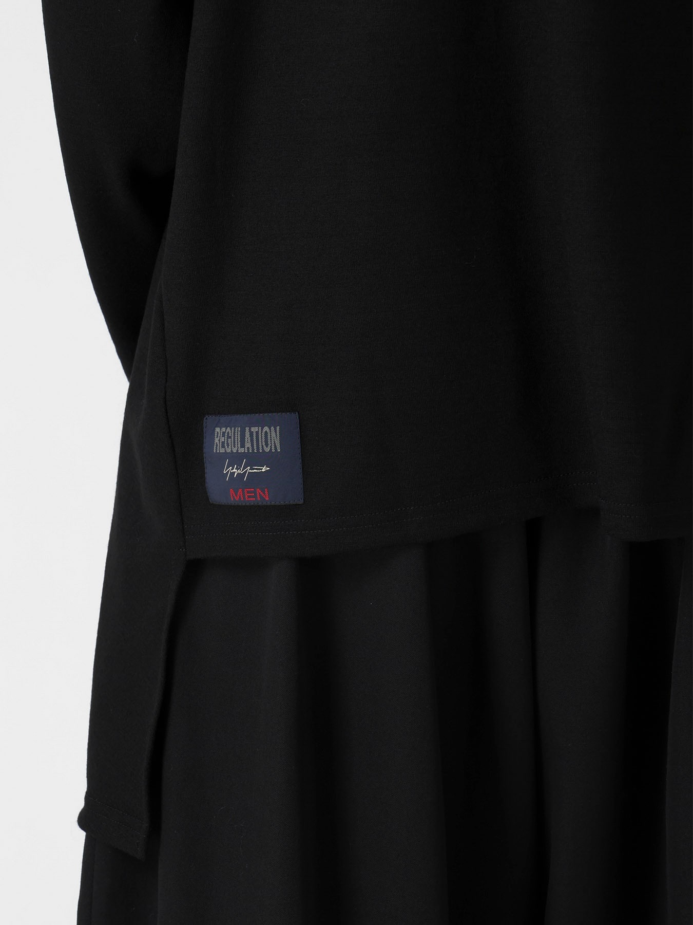 MILLED SINGLE JERSEY RE DIAGONAL PANEL LING SLEEVE(FREE SIZE Black