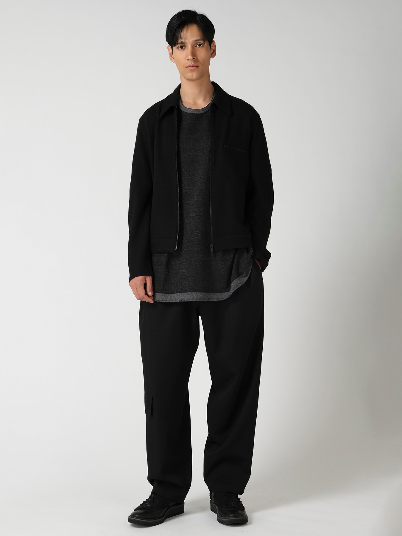 WOOL COMBED YARN SINGLE JERSEY RE ZIP BLOUSON