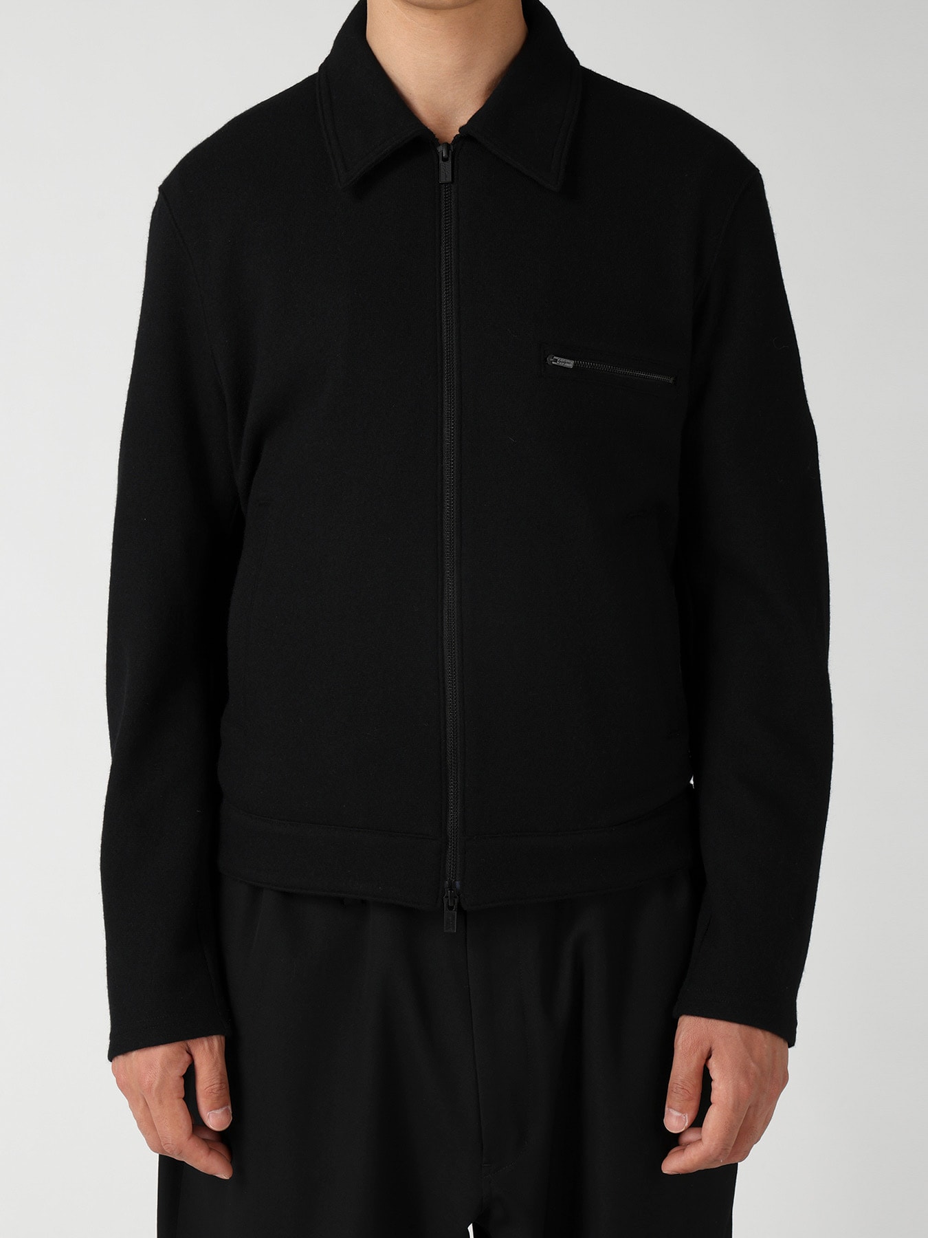 WOOL COMBED YARN SINGLE JERSEY RE ZIP BLOUSON