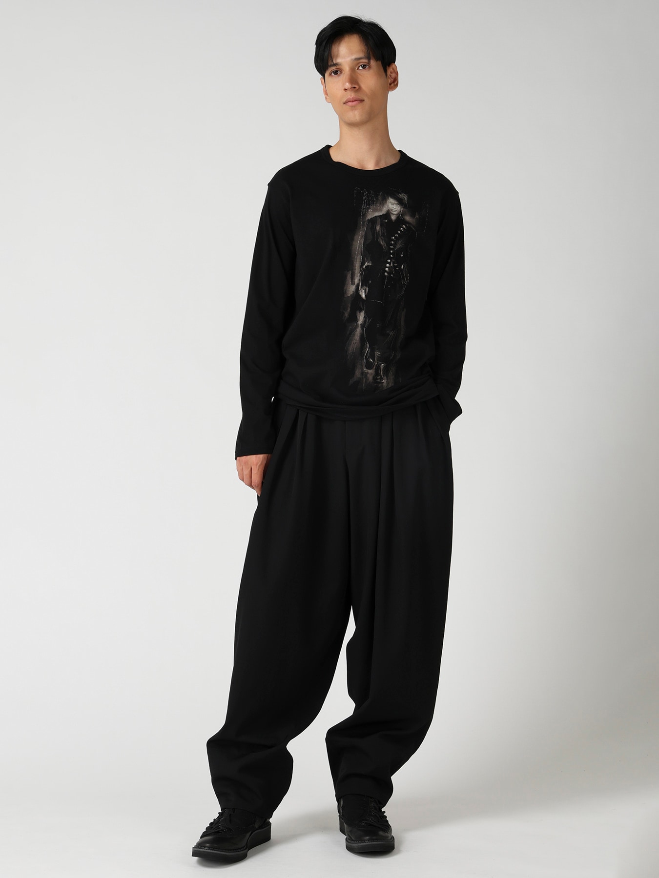 COTTON SINGLE JERSEY ROUND NECK LONG SLV/ PT-A