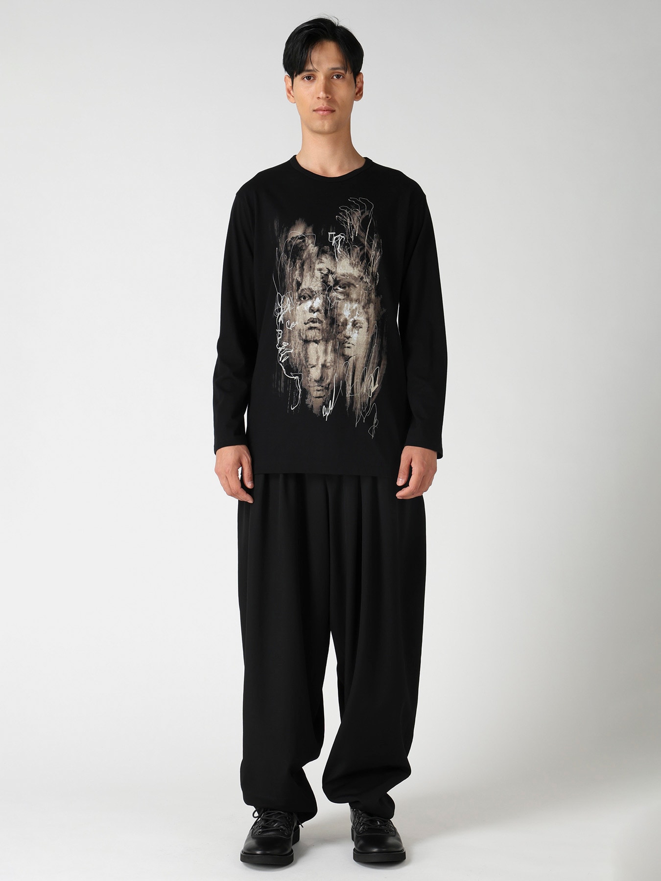 COTTON SINGLE JERSEY ROUND NECK LONG SLV/ PT-B