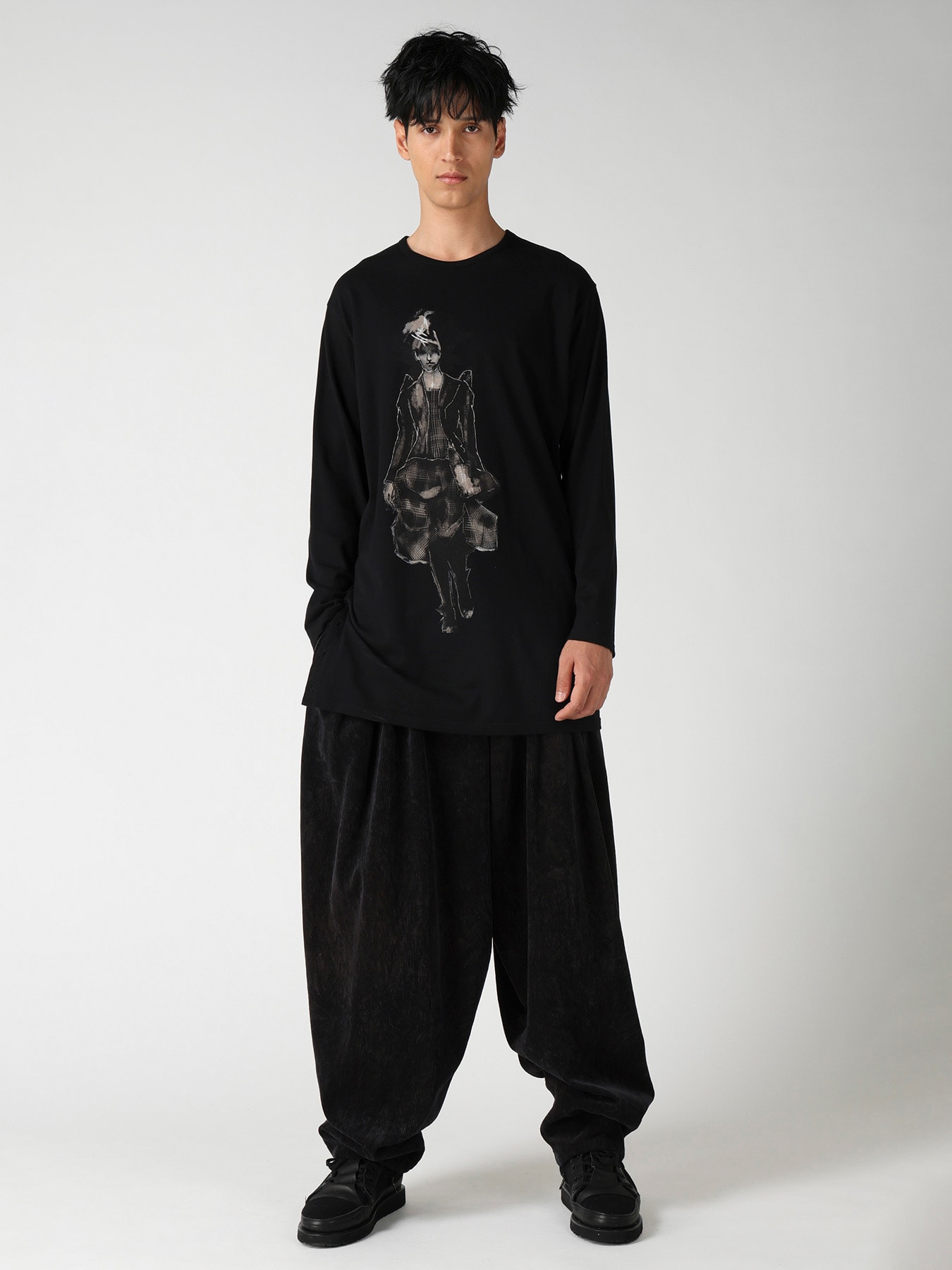 COTTON SINGLE JERSEY SIDE SLIT LONG SLEEVE PT