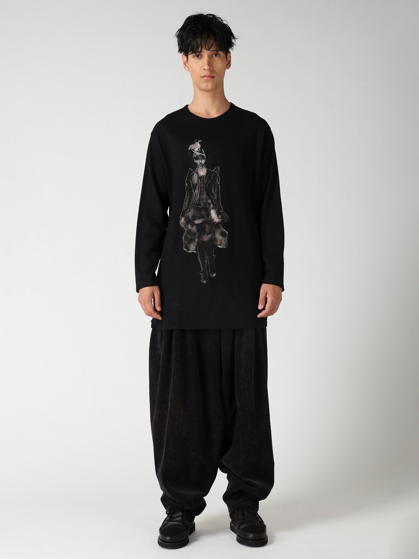 COTTON SINGLE JERSEY SIDE SLIT LONG SLEEVE PT