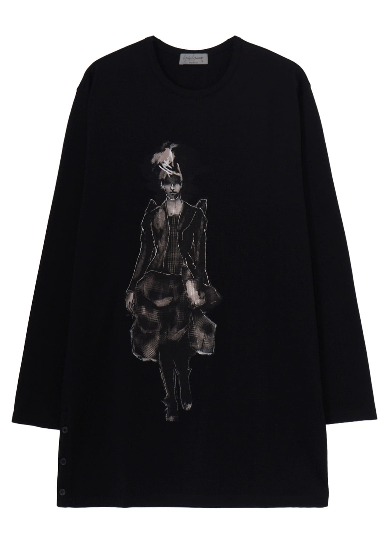 COTTON SINGLE JERSEY SIDE SLIT LONG SLEEVE PT