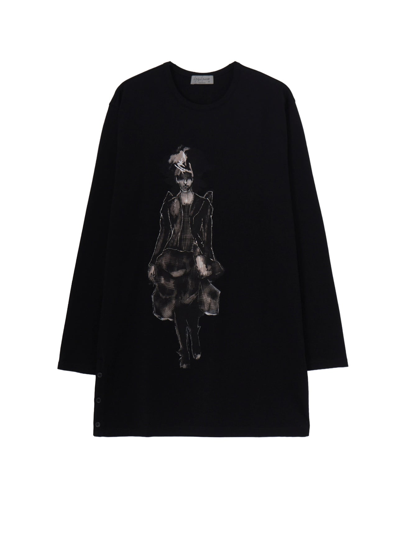 COTTON SINGLE JERSEY SIDE SLIT LONG SLEEVE PT