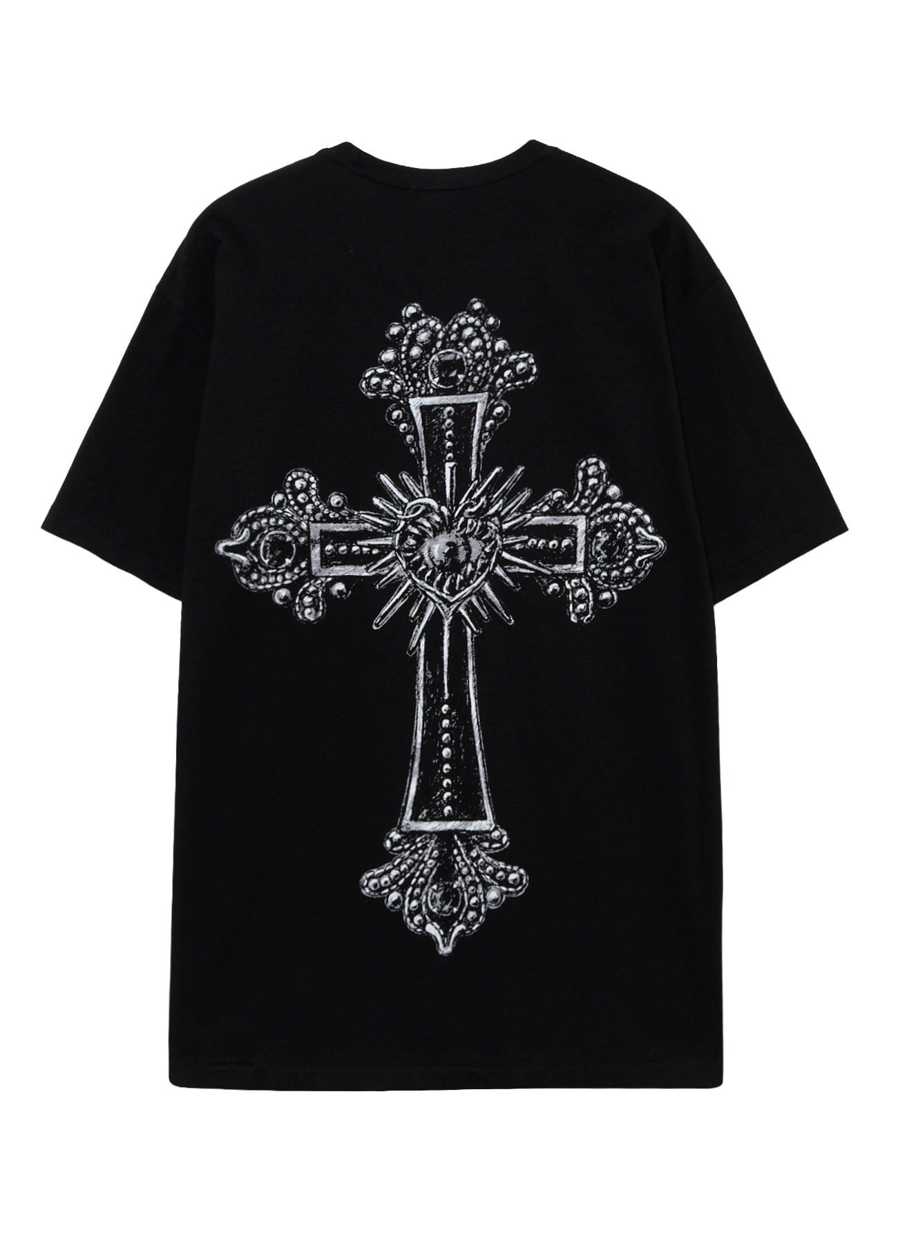 アンティーク雑貨 y GOTHIC ANTIQUE CROSS PRINTED TEE(FREE SIZE Black): GOTHIC YOHJI