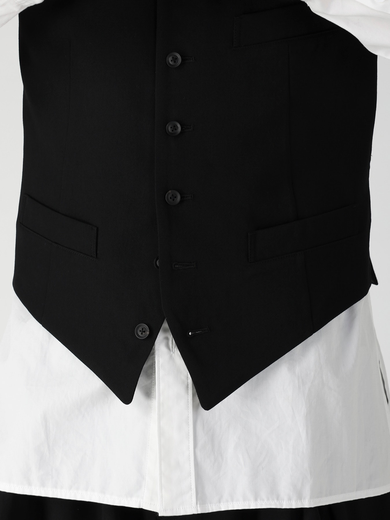 WOOL GABARDINE LAYERD LAPEL VEST