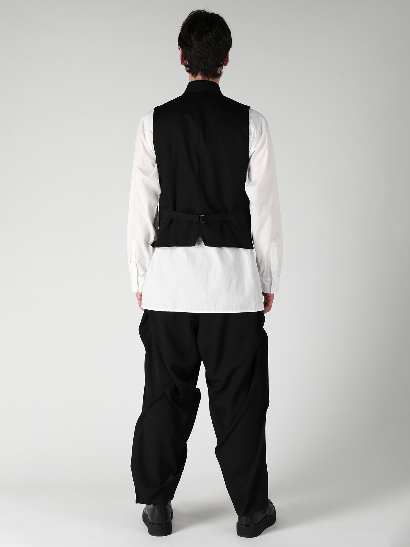 WOOL GABARDINE LAYERD LAPEL VEST