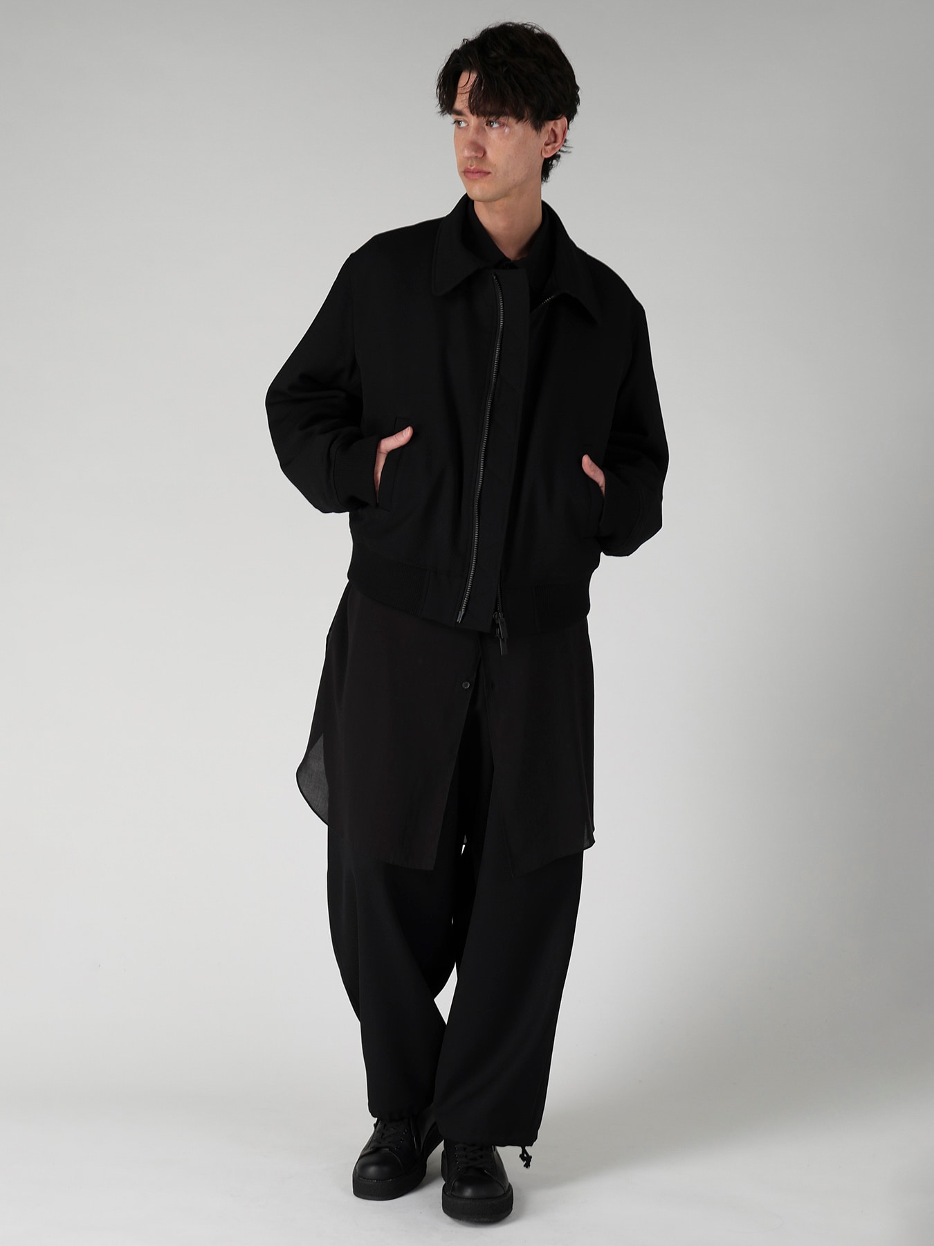 ARMY GABARDINE FLIGHT JACKET(S Black): Yohji Yamamoto POUR HOMME