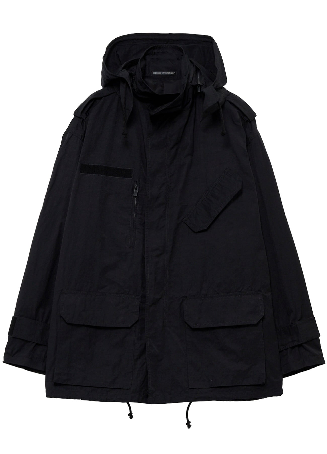 NY SPUN GABARDINE BLACK PACKABLE HOOD BLOUSON(S Black): Yohji