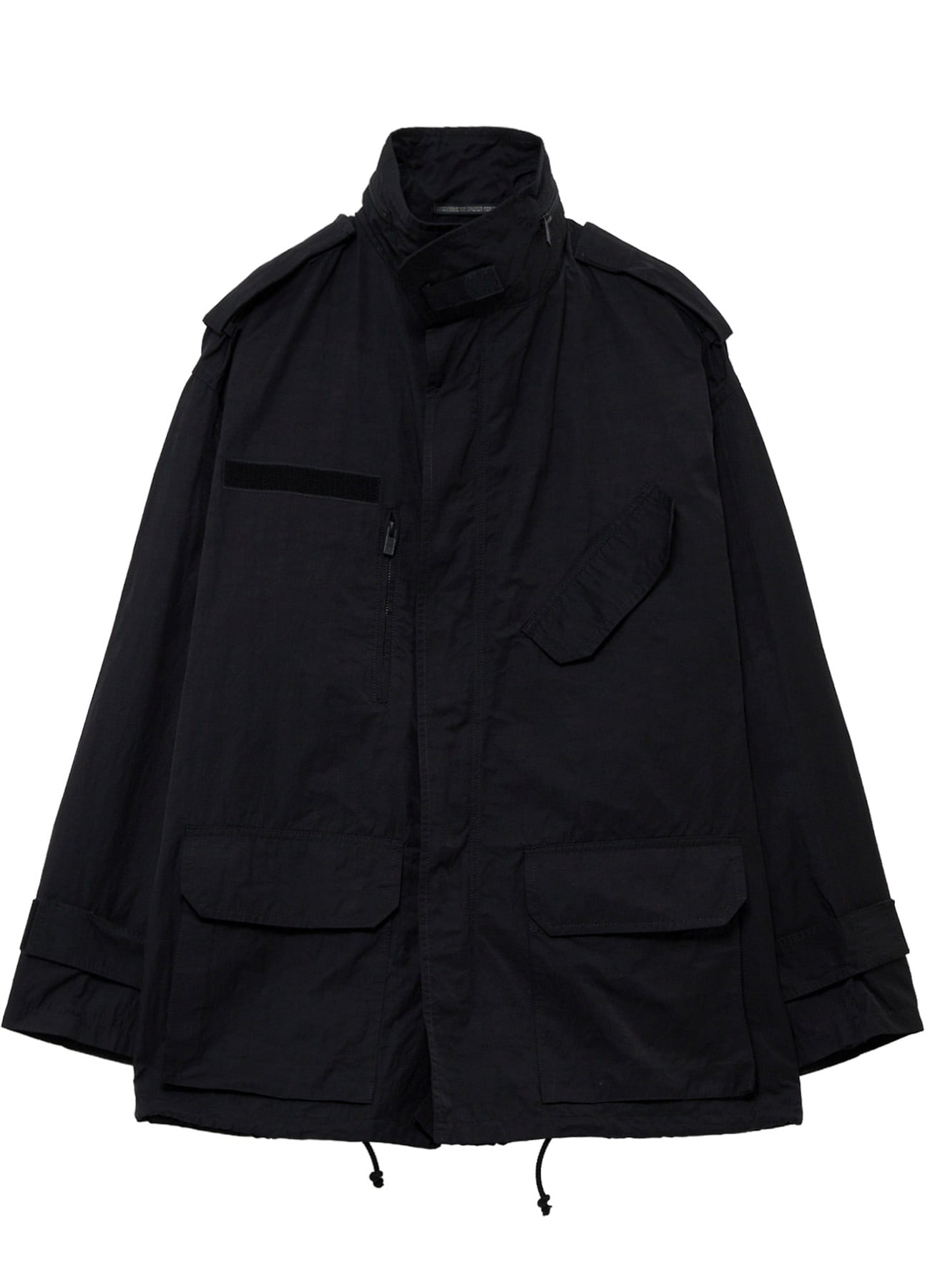NY SPUN GABARDINE BLACK PACKABLE HOOD BLOUSON