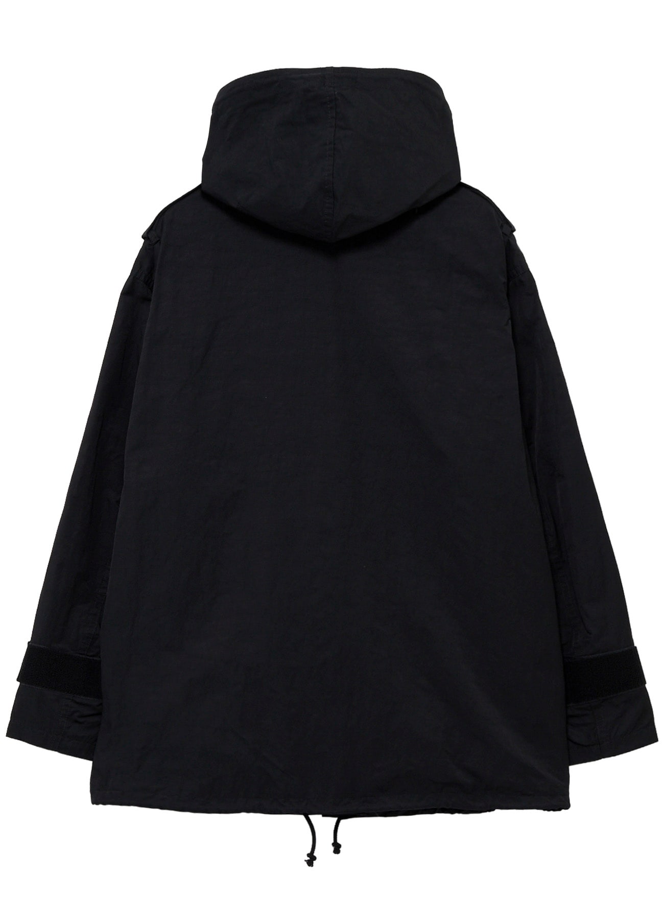 NY SPUN GABARDINE BLACK PACKABLE HOOD BLOUSON(S Black): Yohji