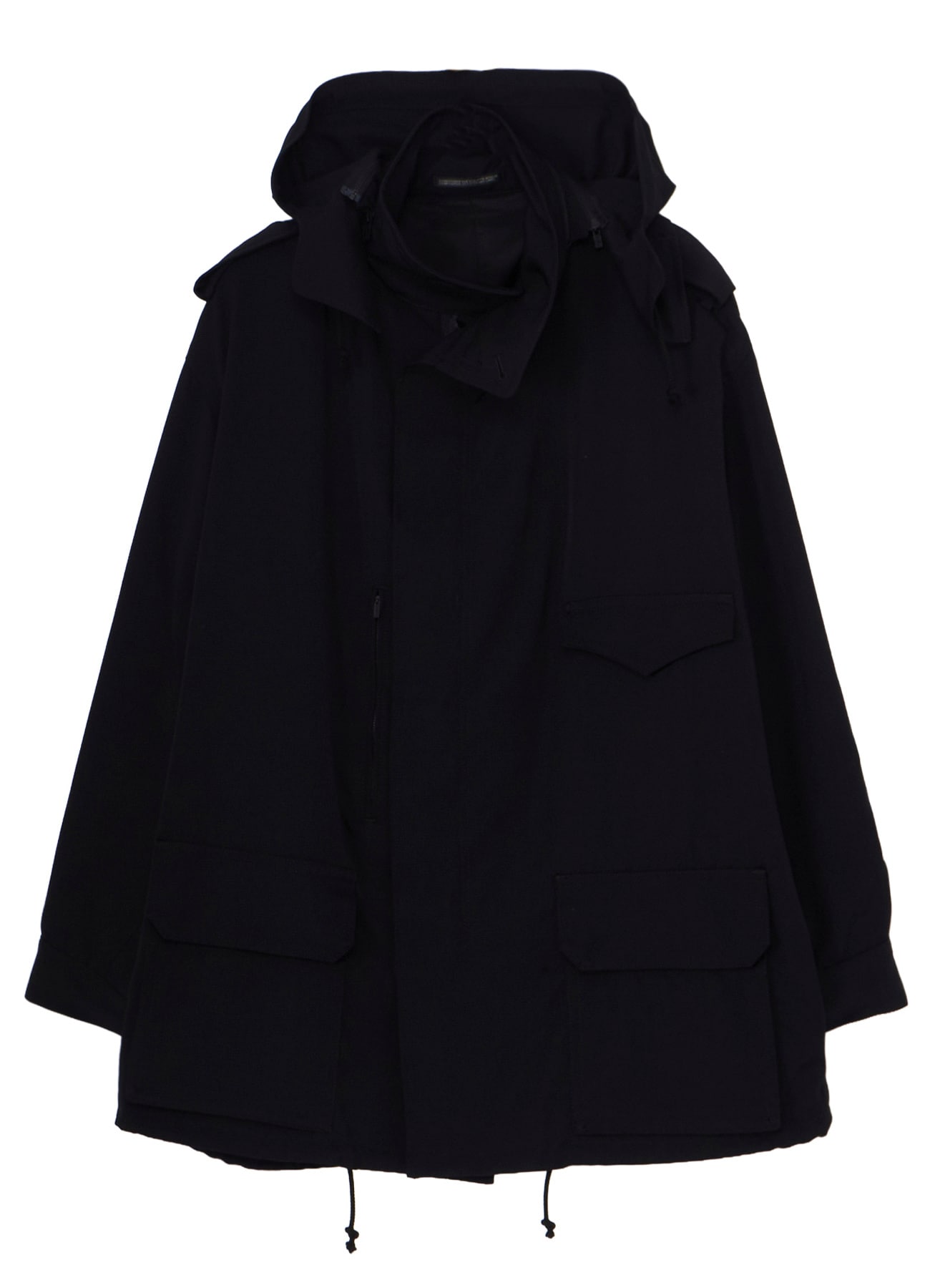 WOOL GABARDINE PACKABLE HOOD BLOUSON