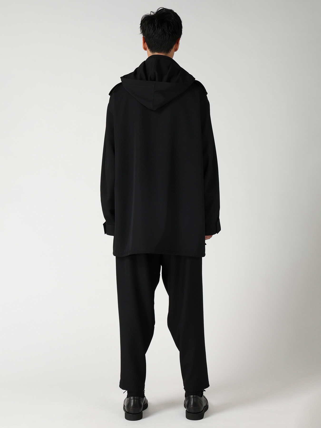 WOOL GABARDINE PACKABLE HOOD BLOUSON