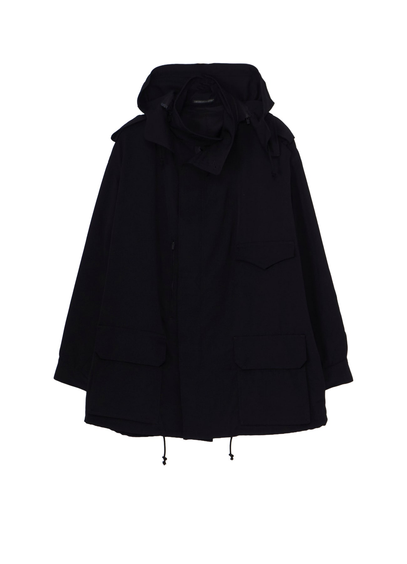WOOL GABARDINE PACKABLE HOOD BLOUSON
