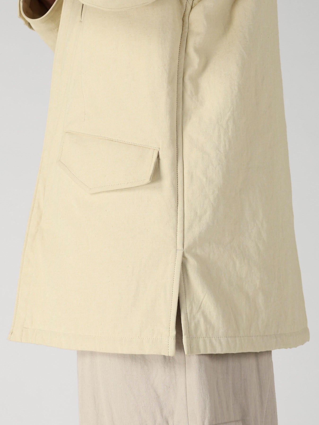 COTTON HEMP BACK SATIN PADDED ZIP BLOUSON