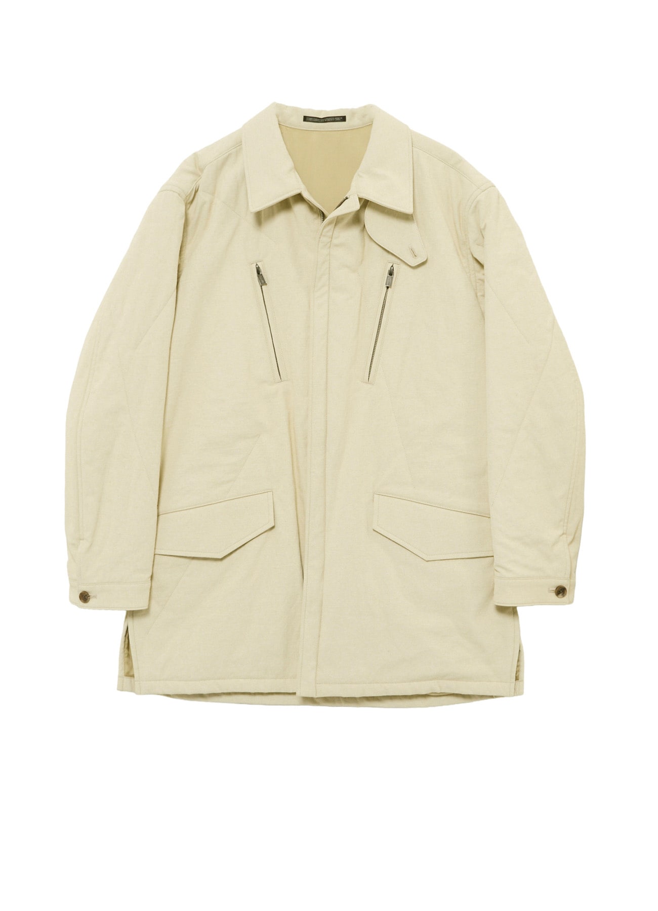 COTTON HEMP BACK SATIN PADDED ZIP BLOUSON