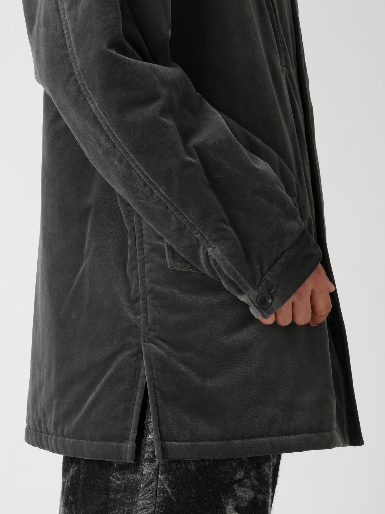 GREY VELVET PADDED BLOUSON