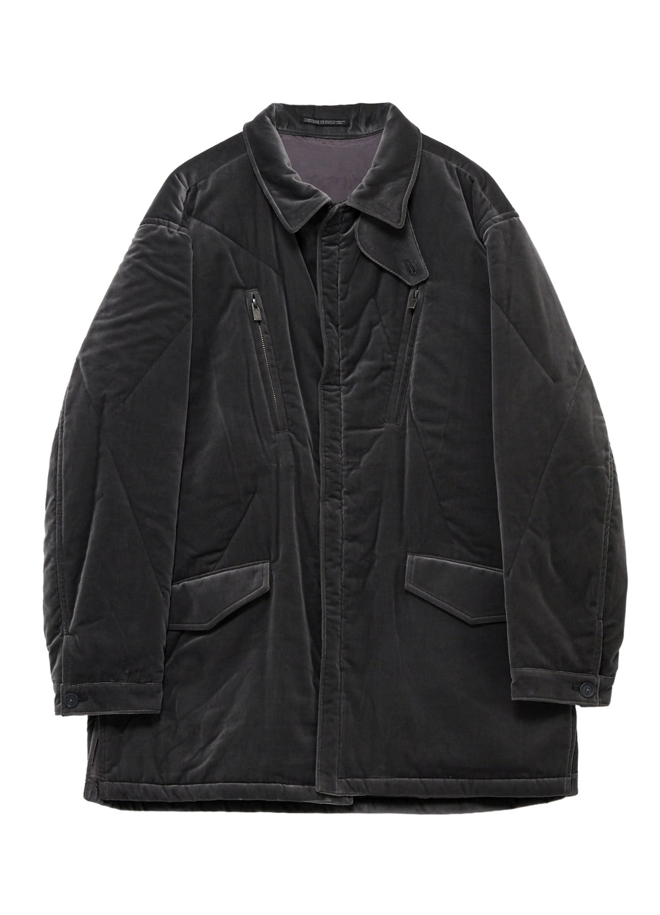 GREY VELVET PADDED BLOUSON