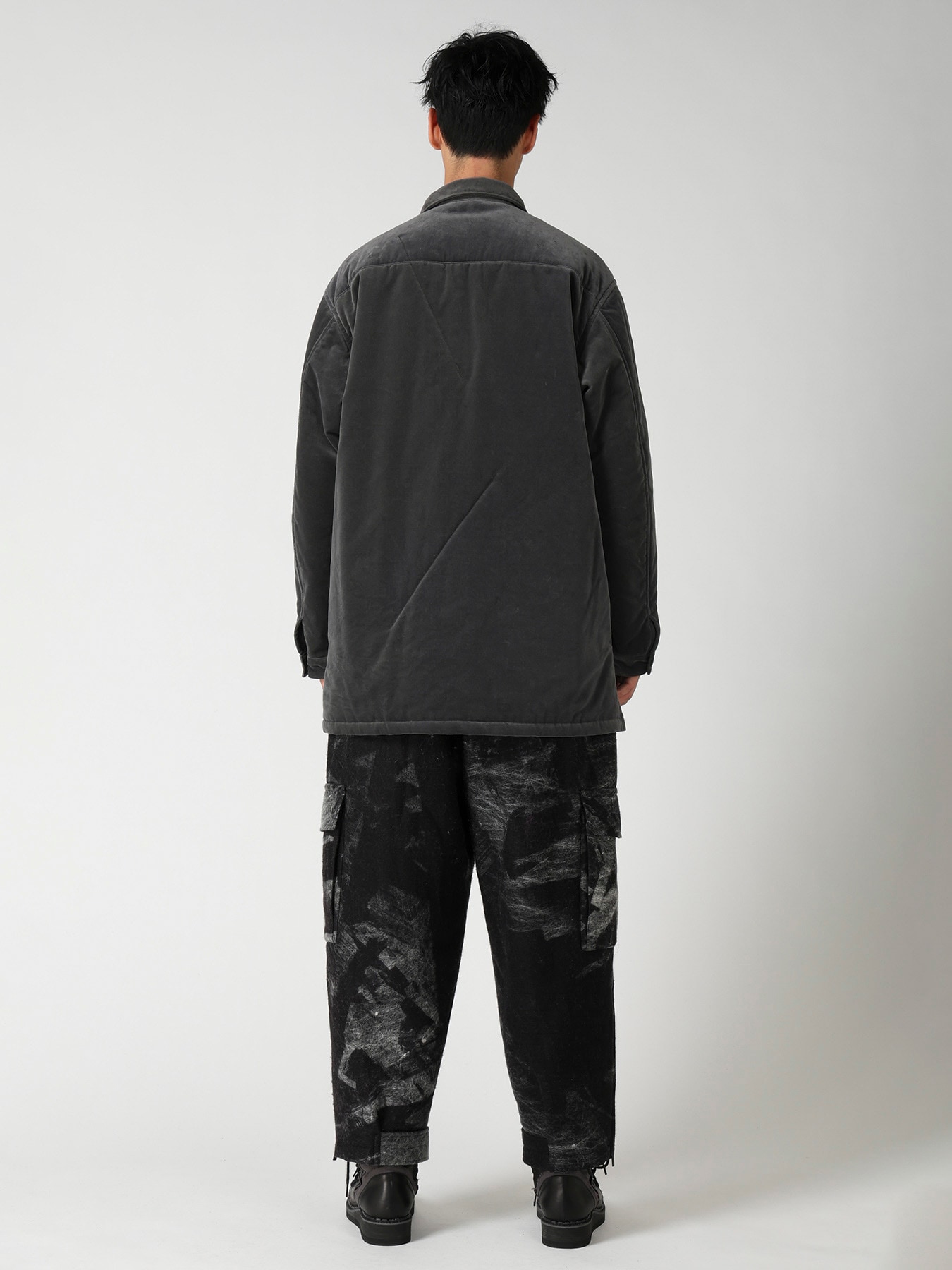 GREY VELVET PADDED BLOUSON