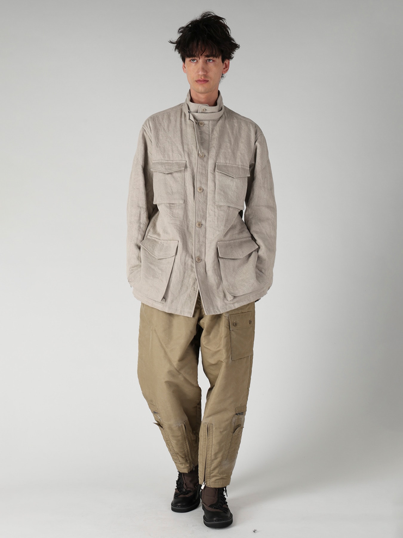 10OZ DENIM LINEN PADDED ARMY BLOUSON