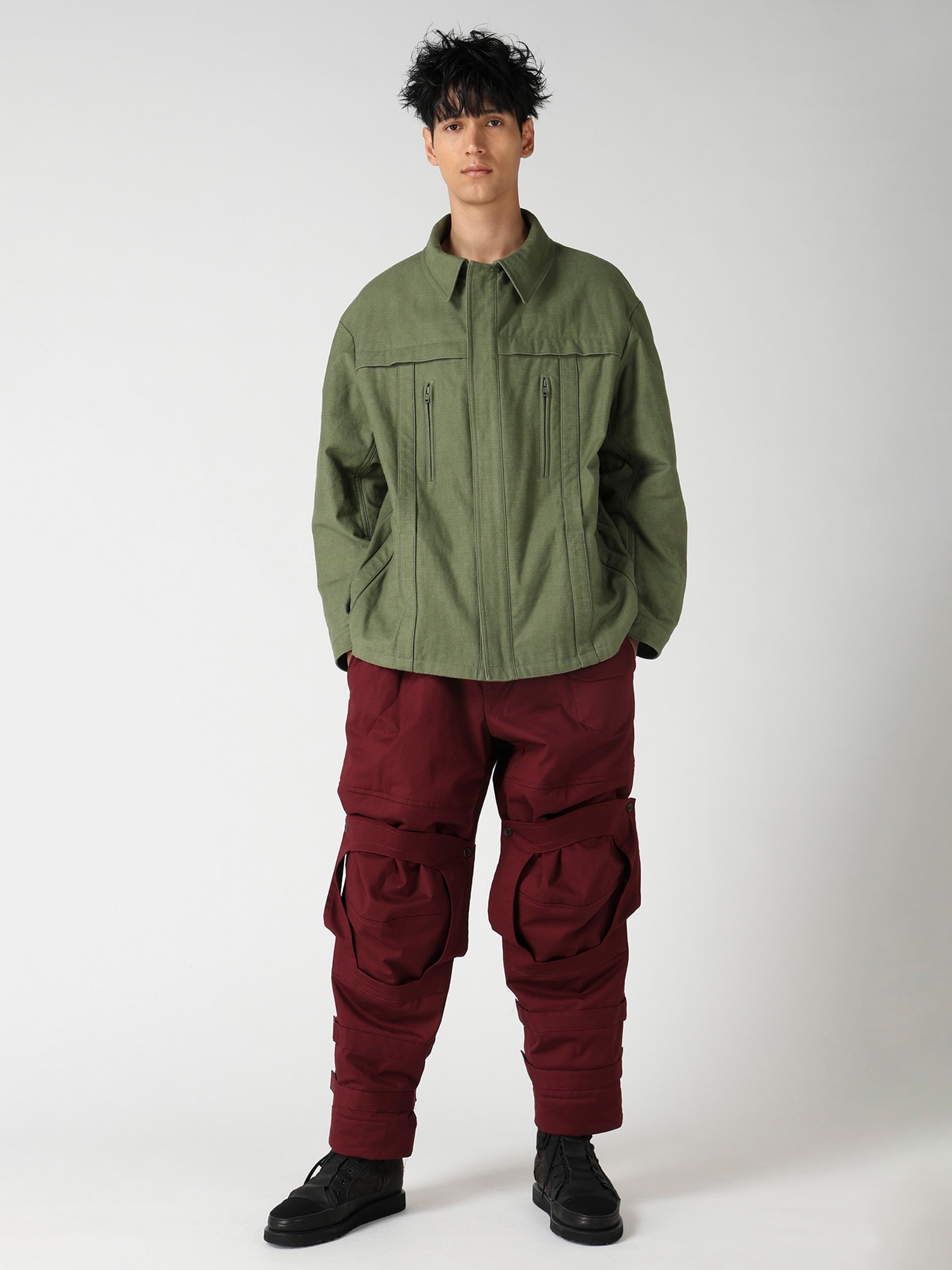 SLUB SATIN PADDED YOKE BLOUSON