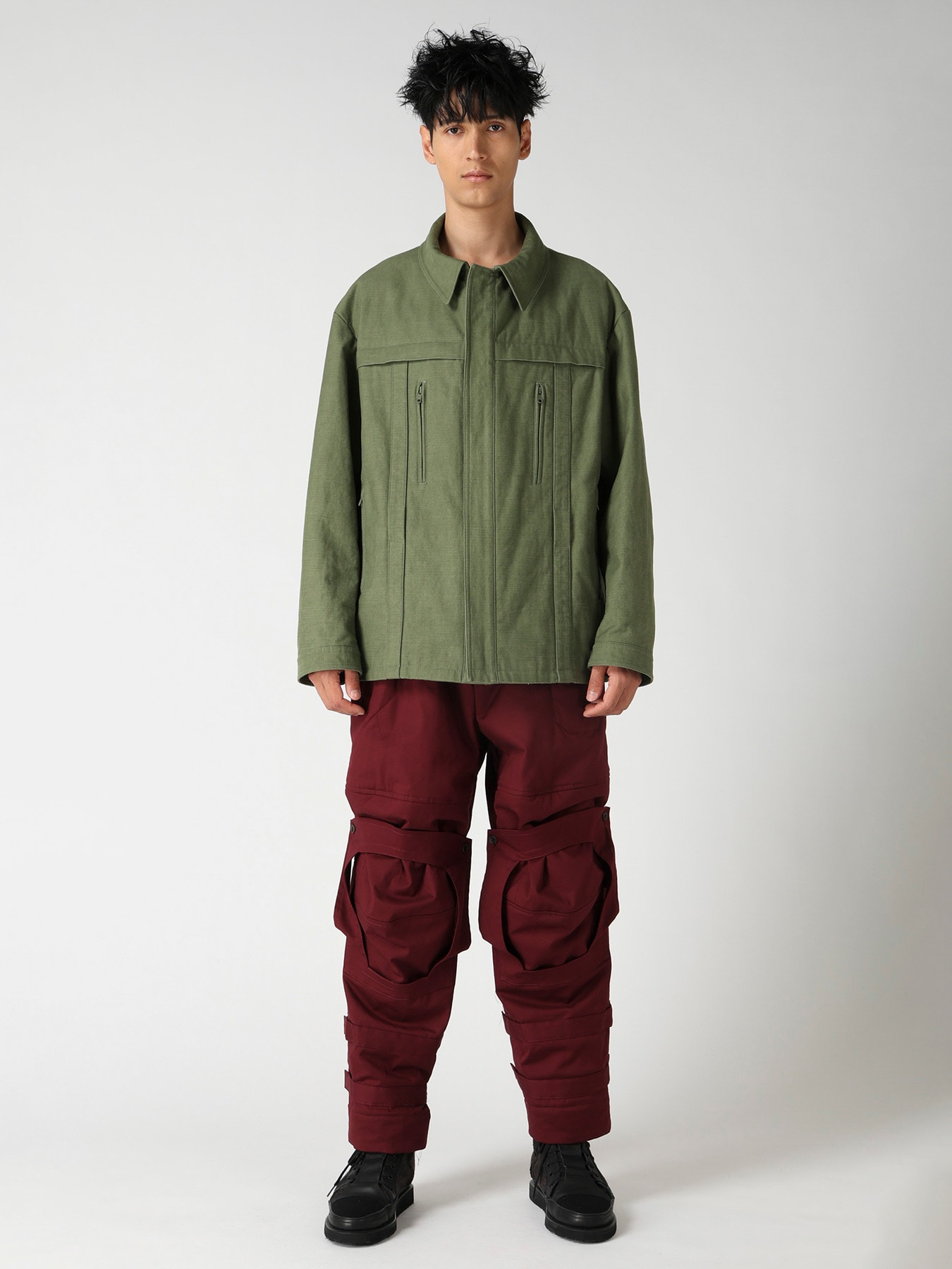 SLUB SATIN PADDED YOKE BLOUSON