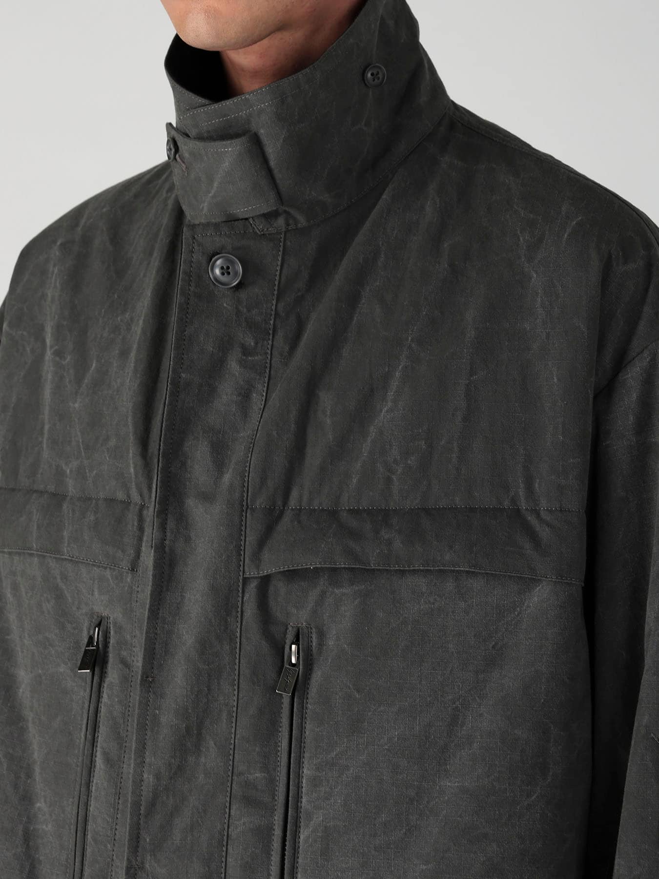 COTTON RIPSTOP PIGMENT YOKE STITCH BLOUSON