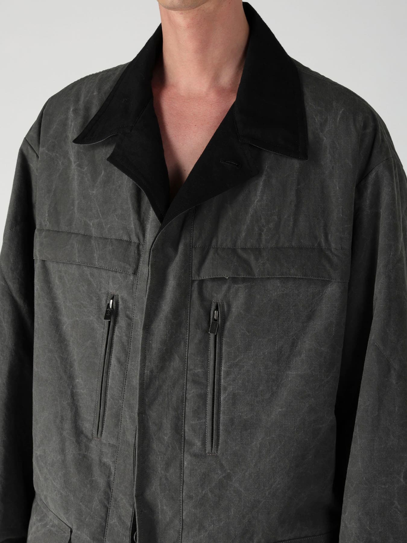 COTTON RIPSTOP PIGMENT YOKE STITCH BLOUSON