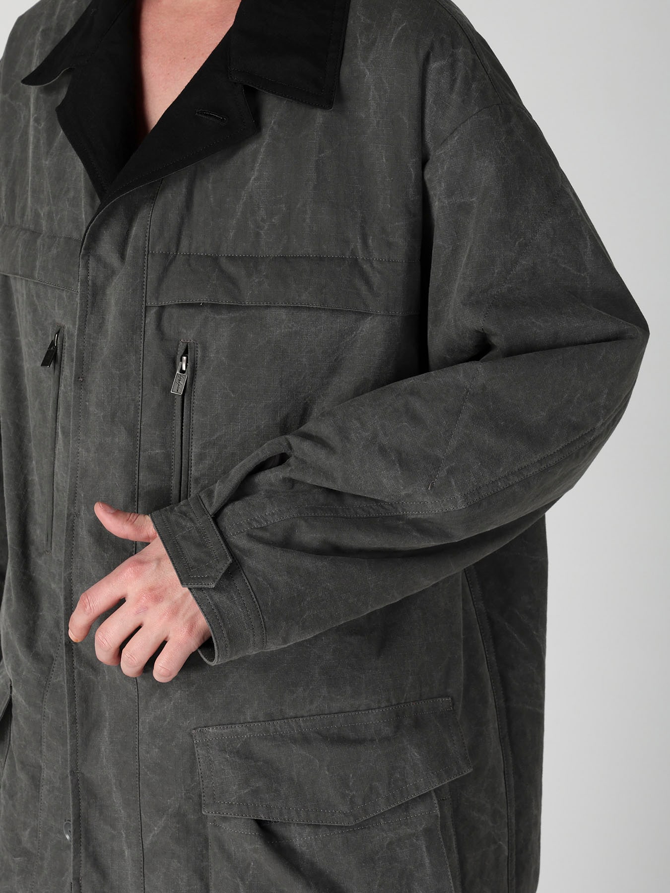 COTTON RIPSTOP PIGMENT YOKE STITCH BLOUSON