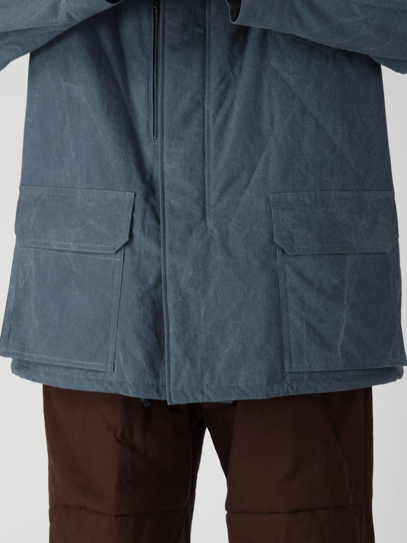 C RIP PIGMENT HOODED STITCH BLOUSON