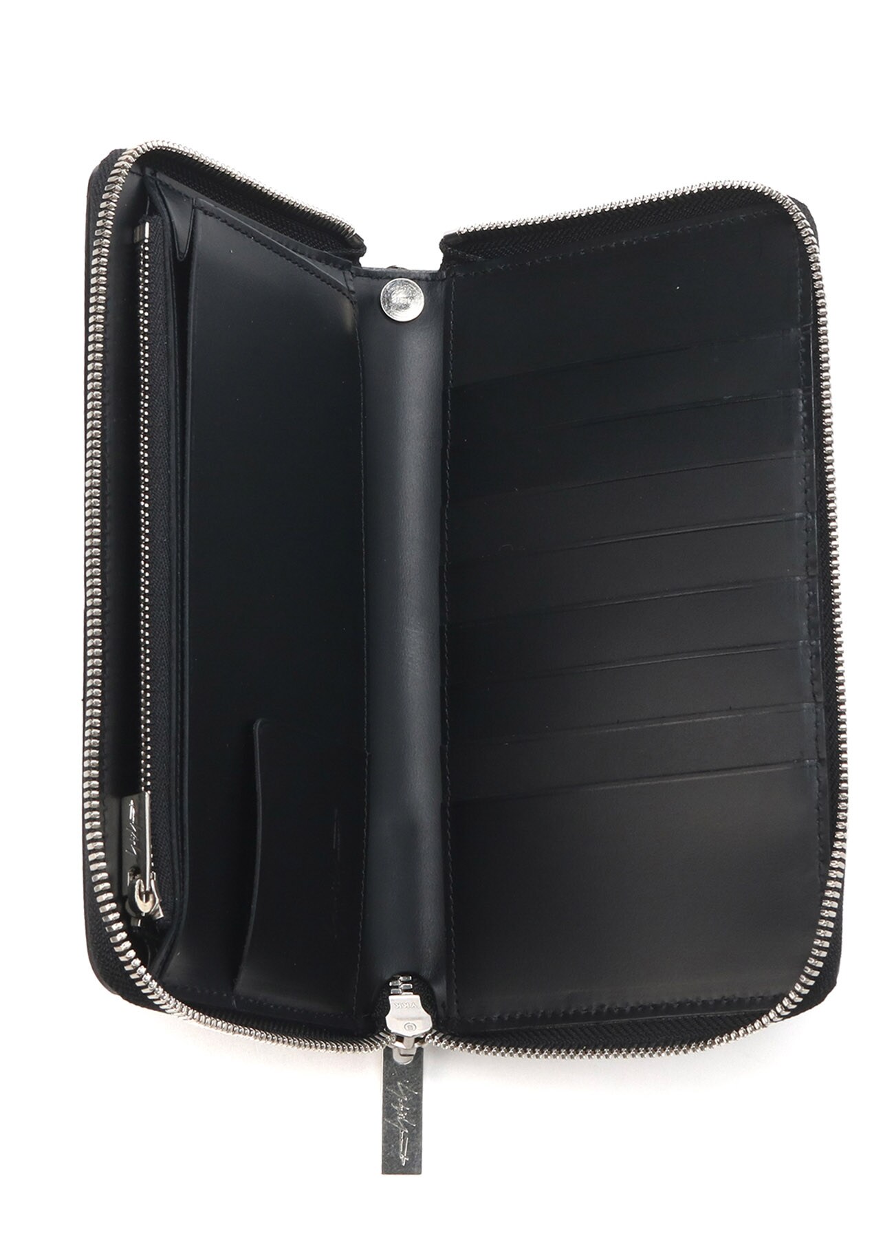 Thick Unfinished Leather Zip Wallet L Free Size Black Vintage The Shop Yohji Yamamoto