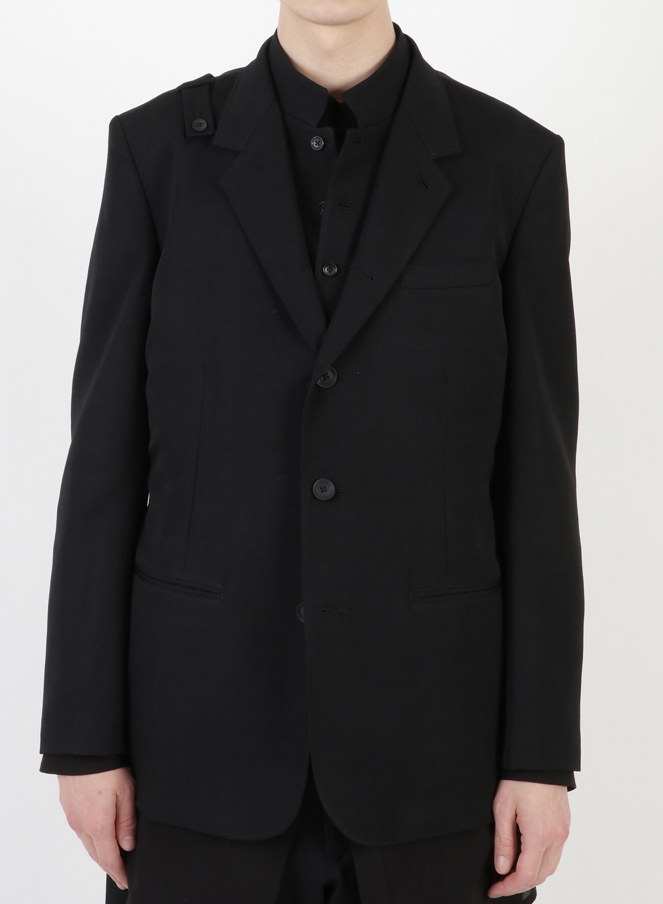 REGULATION W/GABARDINE 5BUTTON SINGLE JACKET(L Black): Vintage