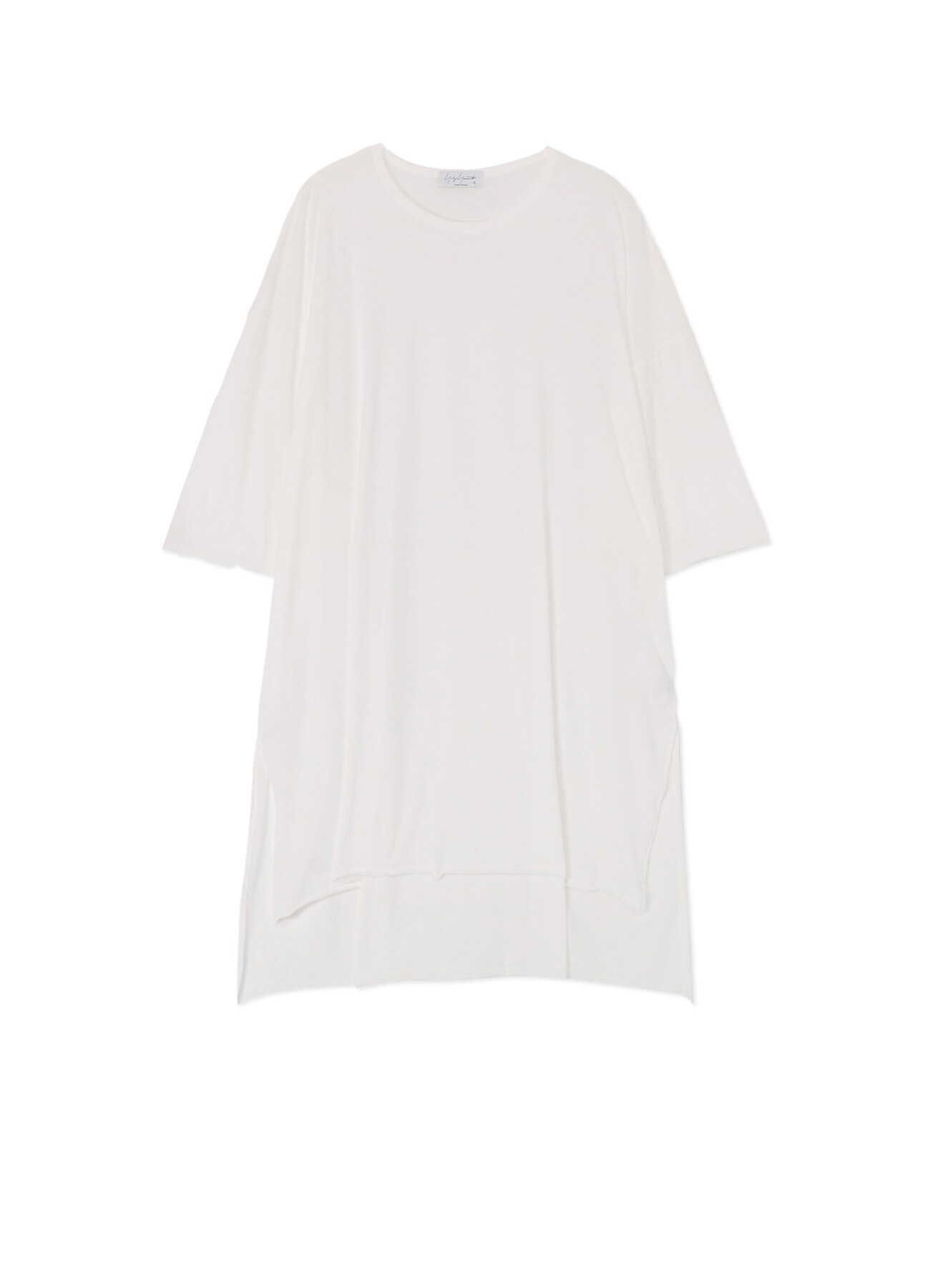 80/- DIORAMA COTTON T-SHIRT WITH SIDE SLIT(FREE SIZE White): Yohji