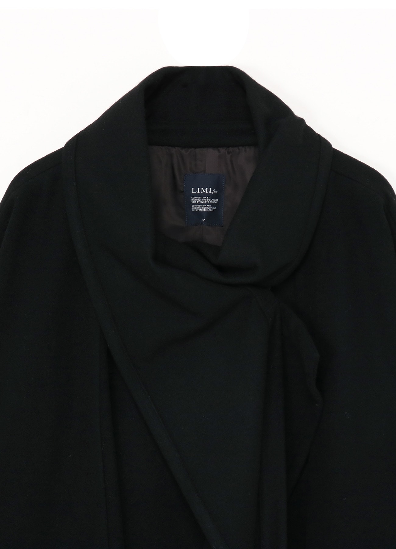 WOOL MOSSER COAT WITH STOLE(S Black): LIMI feu｜THE SHOP YOHJI