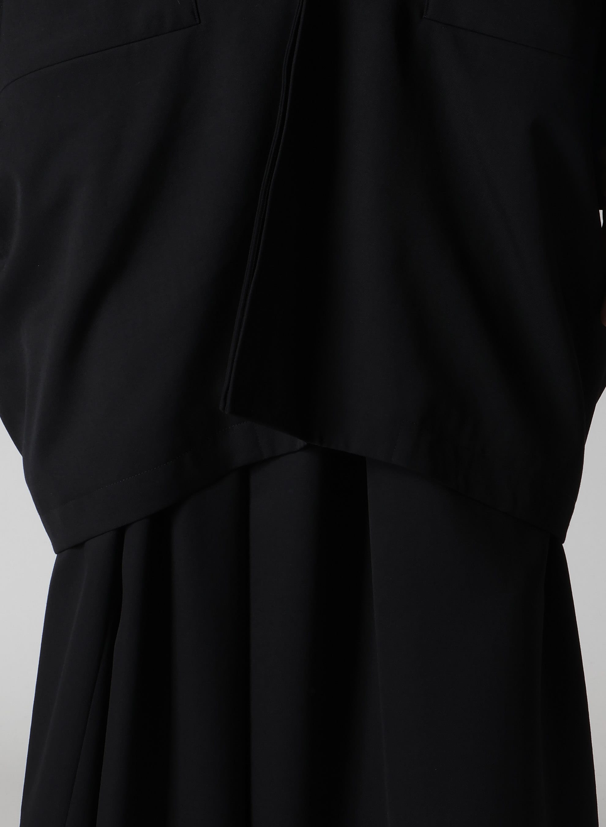 WOOL GABARDINE ELBOW PATCH LONG JACKET